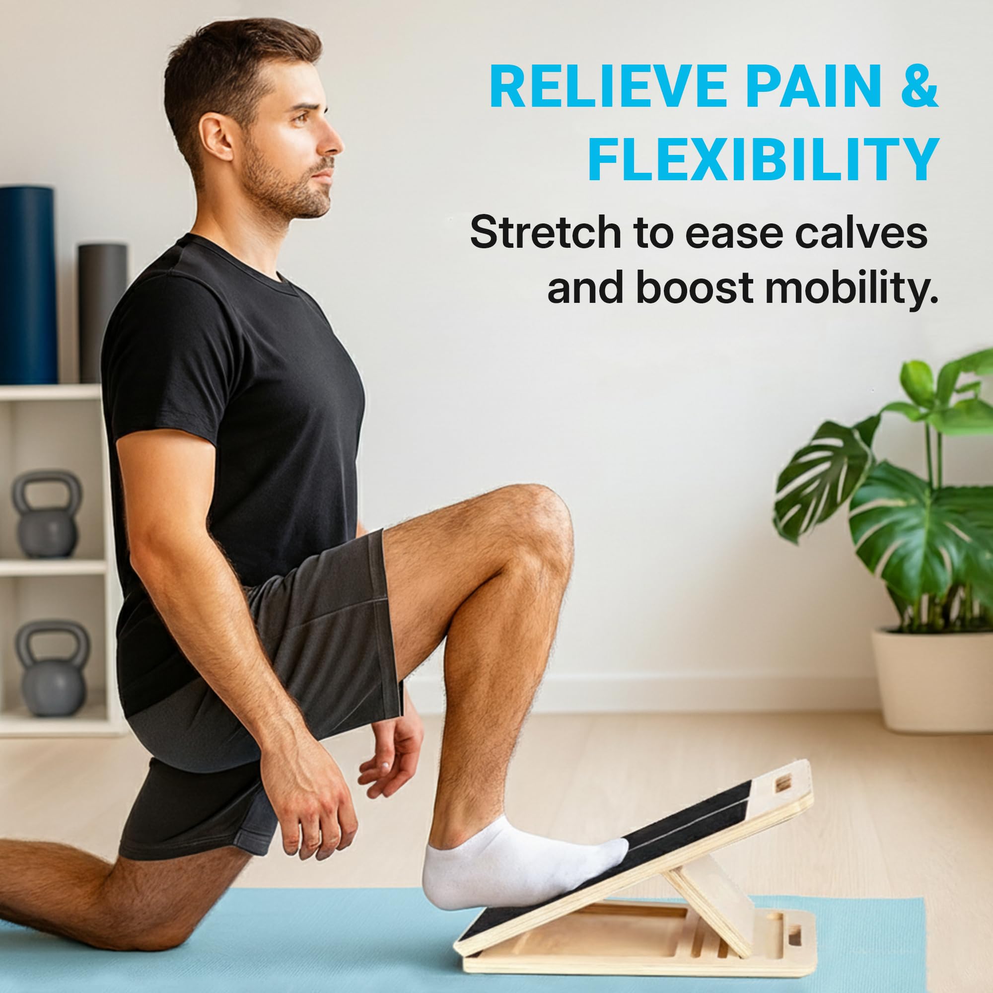 Slant Board for Calf Stretching – Adjustable Wooden Calf Stretch Board, Calf Stretcher & Squat Wedge
