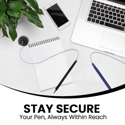 Pen with Chain Security Desk Pen on a Chain with Adhesive Base & 23" Chain Pen Holder Includes Refills for Office, Counter Pen, & Reception Use